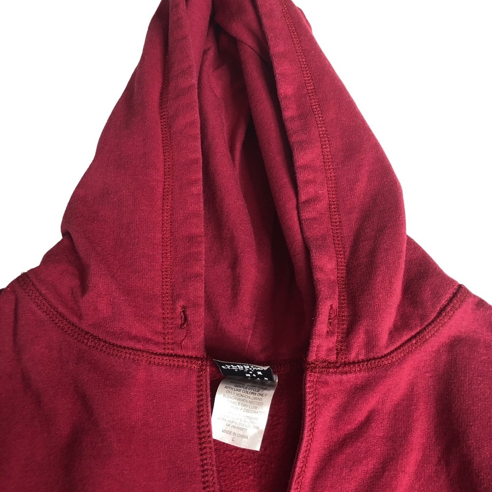 Arkansas Razorbacks Hoodie Women L Red Geometric Lace Split Neck Pocket Pullover - Picture 9 of 15